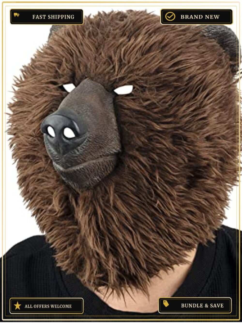 Full Head Bear Mask Latex Animal Costume Halloween Party Performance